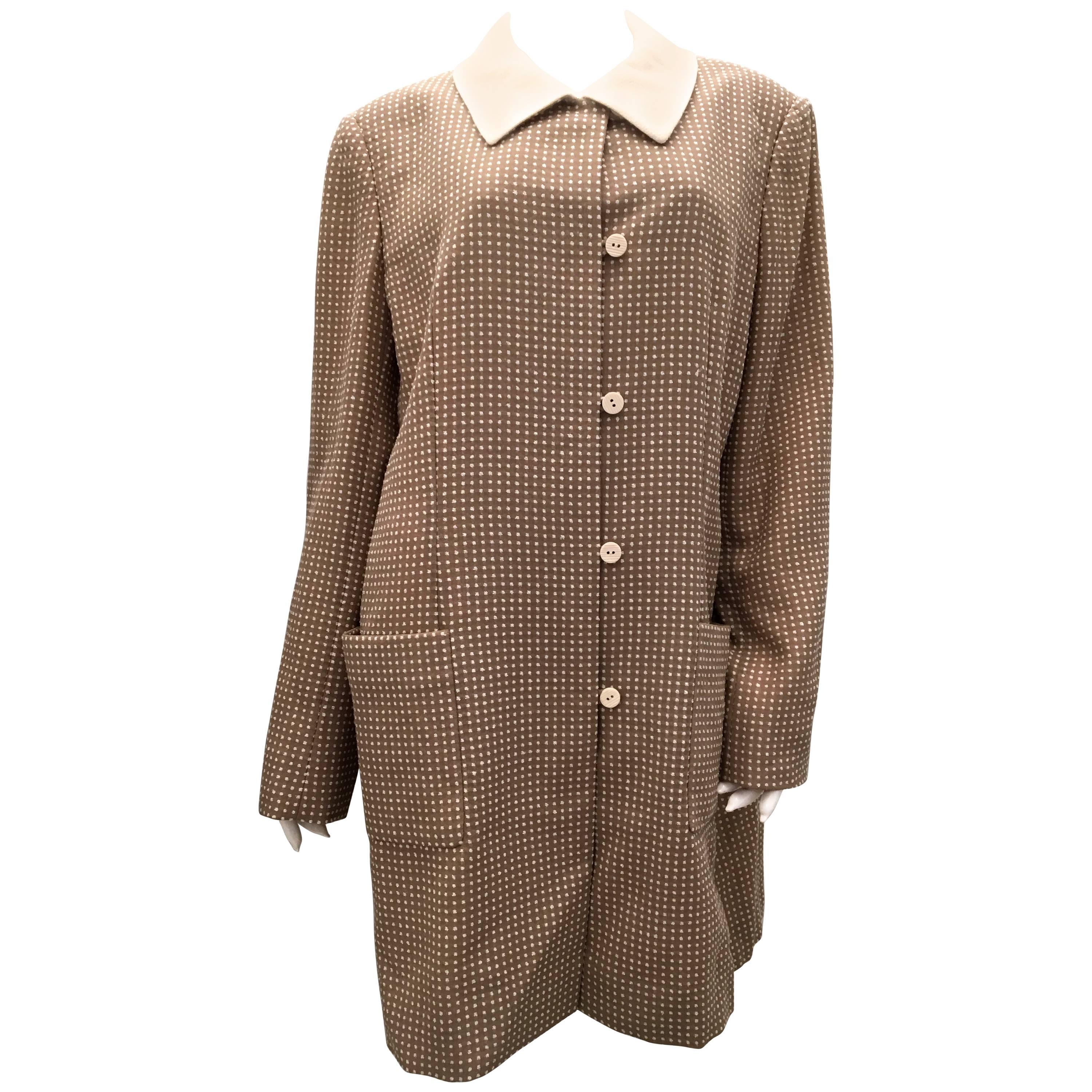 Bill Blass Coat - Beige and White - 1970's For Sale