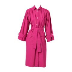 Yves Saint Laurent  Fuchsia Belted Coat Dress