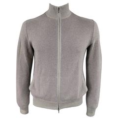 Men's LORO PIANA Size 40 Grey & Lavender Cashmere / Silk Zip Cardigan