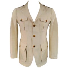  Tom Ford Men's 38 Khaki Beige Cotton Faille Patch Pockets Safari Jacket
