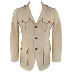 Men's TOM FORD 38 Khaki Beige Cotton Faille Patch Pockets Safari Jacket 3