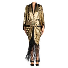 MORPHEW ATELIER Gold Black Lamé Luxurious And Silk With Hand Printed Flower Des