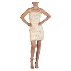 Vintage 1950S Cream Lace With Rayon Lining Dress