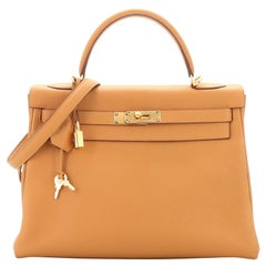 Hermes Kelly Handbag Sesame Clemence with Gold Hardware 32