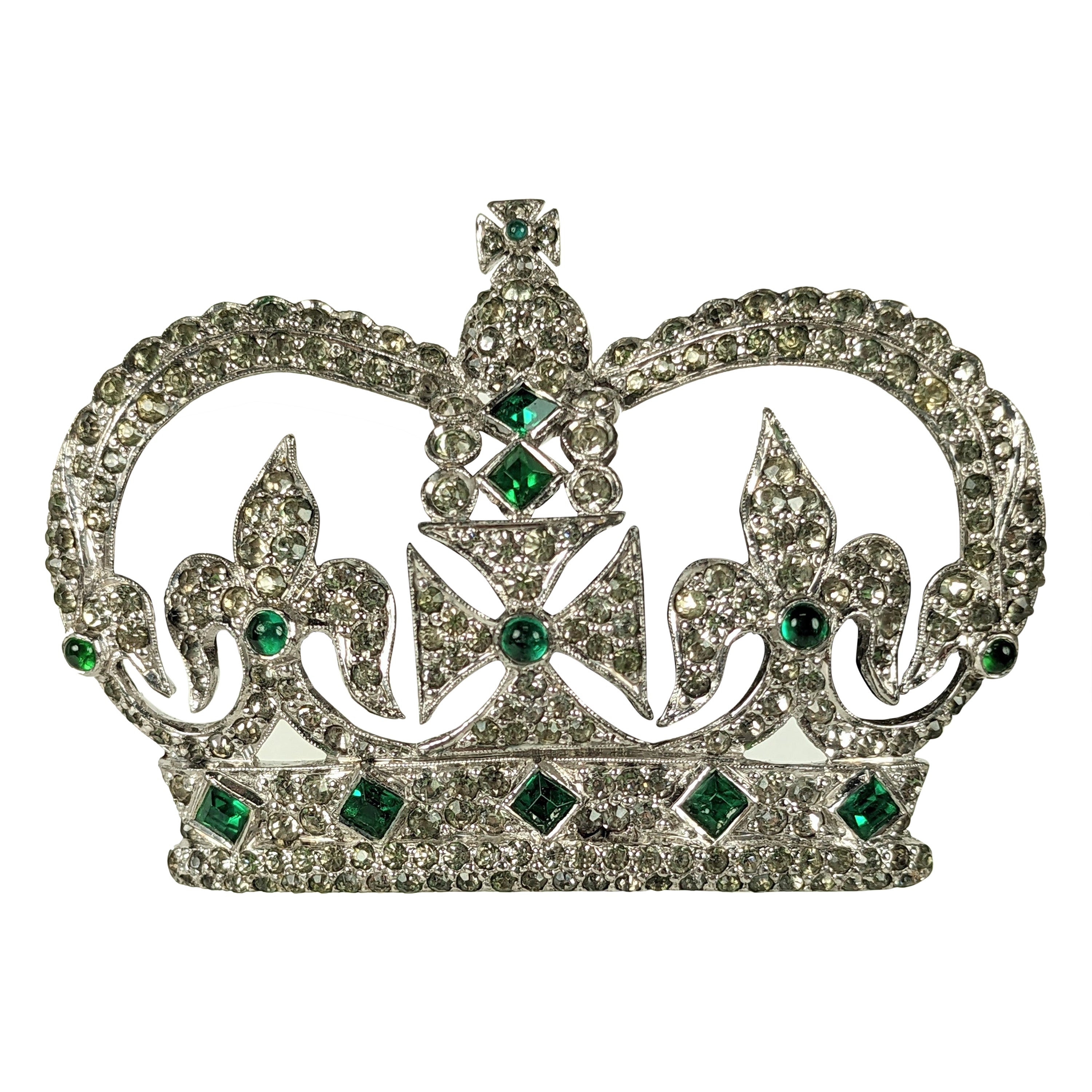 Broche couronne royale Art Déco en vente