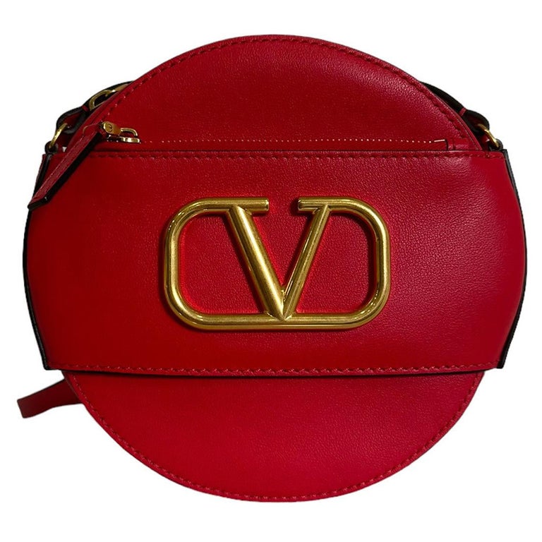 Valentino Gravani VLogo Disco Bag Red Leather Shoulder Bag For