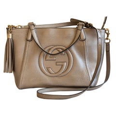 Gucci Soho Two-Way Bag in Metallic Champagne Leather