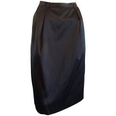 1980s Yves Saint Laurent RG Black Peau de Soie Skirt (40 Fr) 7