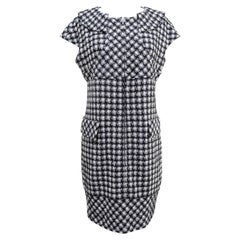 CHANEL Tweed Dress Knit Cap Sleeve Shift Zipper Multi Color Zipper Sz 40