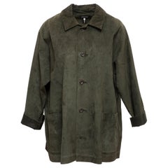 Eskandar Dark Green Suede Button-Up Jacket