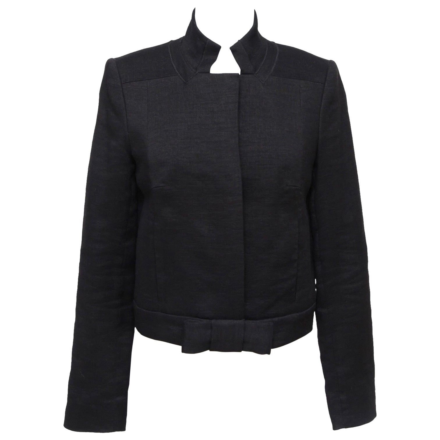 CHLOE Jacket Coat Blazer Black Long Sleeve Linen Blend Bow SZ 36 Autumn 2006 For Sale