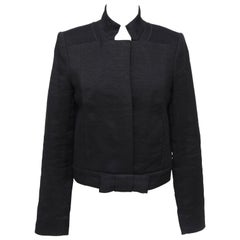 CHLOE Jacket Coat Blazer Black Long Sleeve Linen Blend Bow SZ 36 Autumn 2006