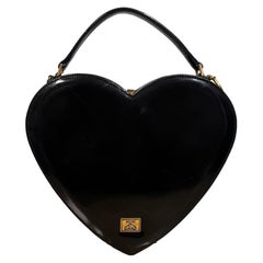 Moschino Vintage Black Patent Leather Heart Bag The Nanny