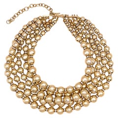 Vintage Golden Beaded Rhinestone Layered Necklace