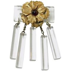 Vintage 1930s Lucite Dangling Floral Pin 6