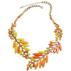 Vintage 1980s Coral and Lime Green Necklace 8