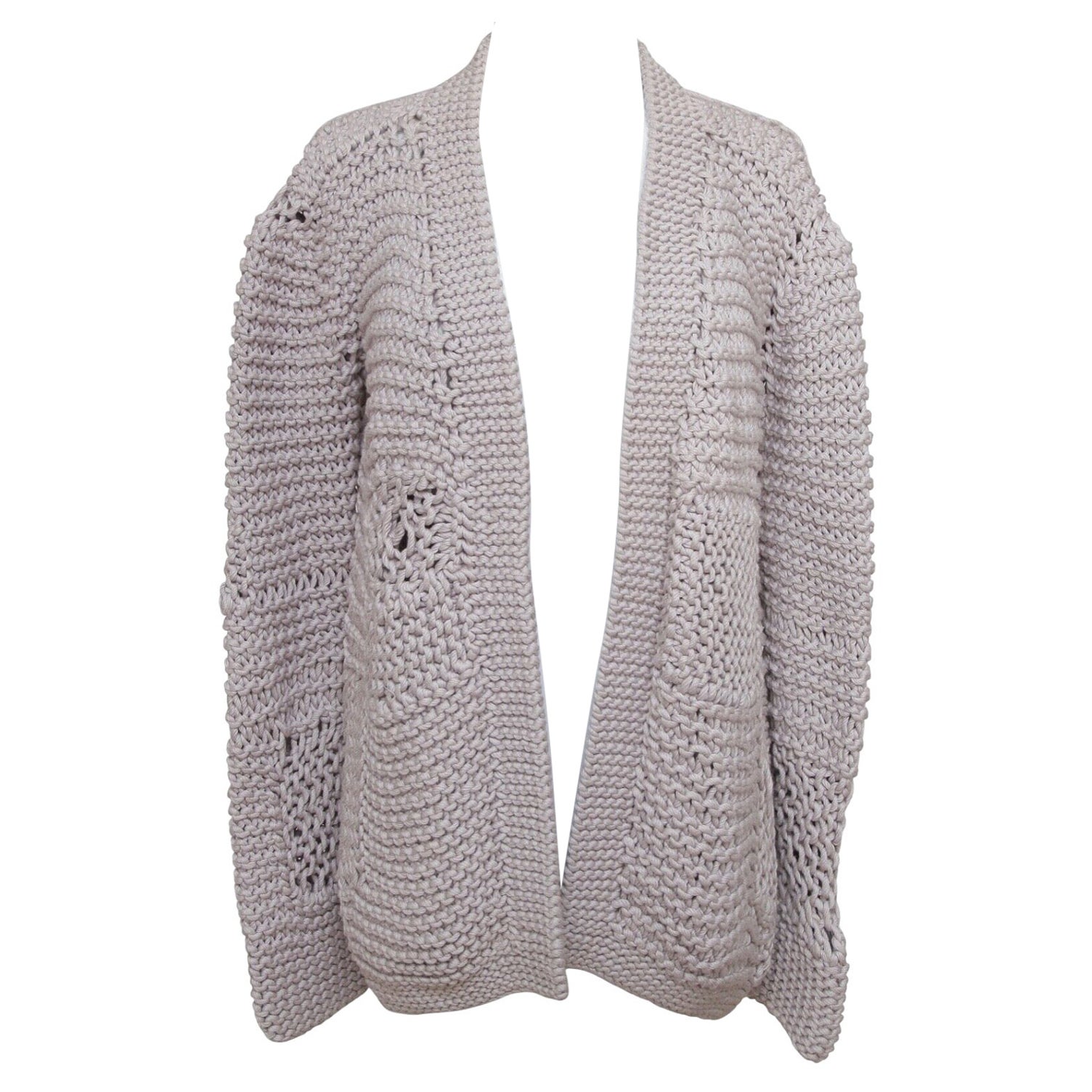 CHLOE Cardigan Sweater Knit Grey Lavender Open Front Long Sleeve Sz S 2008