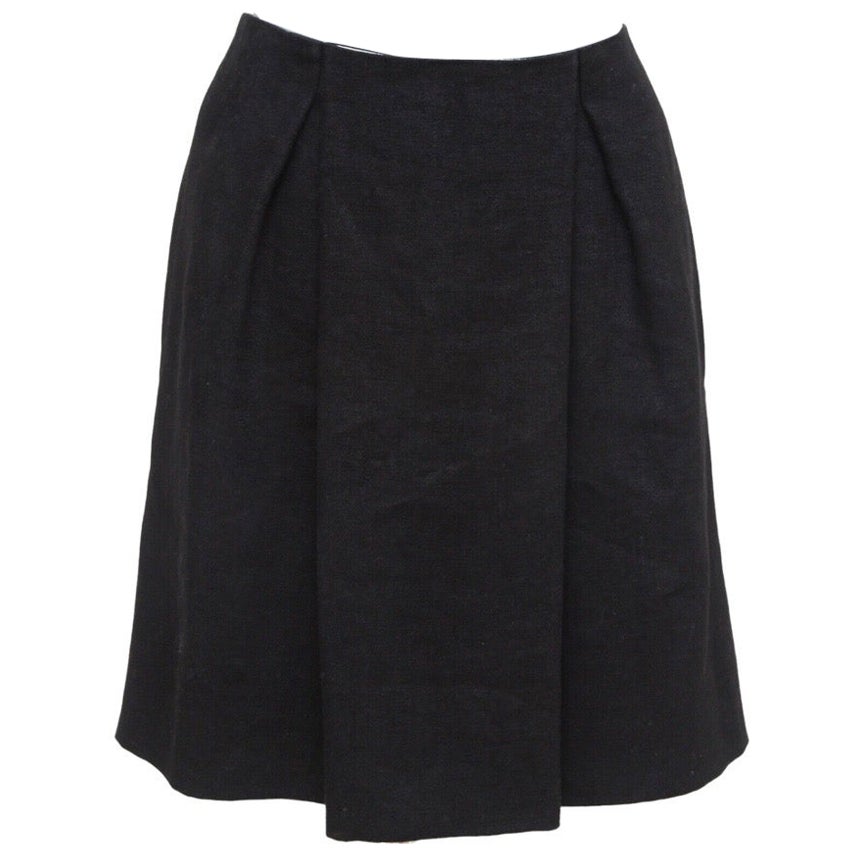 CHLOE Skirt A-Line Black Cotton Silk Clothing Dress Pleated Sz 36 2006 For Sale