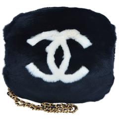 CHANEL Black Hand Muff With Strap Vintage   MINT