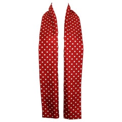 Escada Red Silk White Polka Dot Scarf