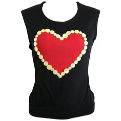 Moschino Cheap and Chic  Black Wool Red Heart Tank Top