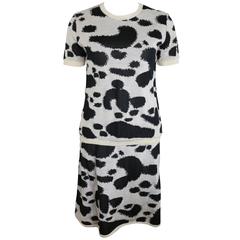 Gianni Versace Black and White Print Top and Skirt Ensemble Set 6