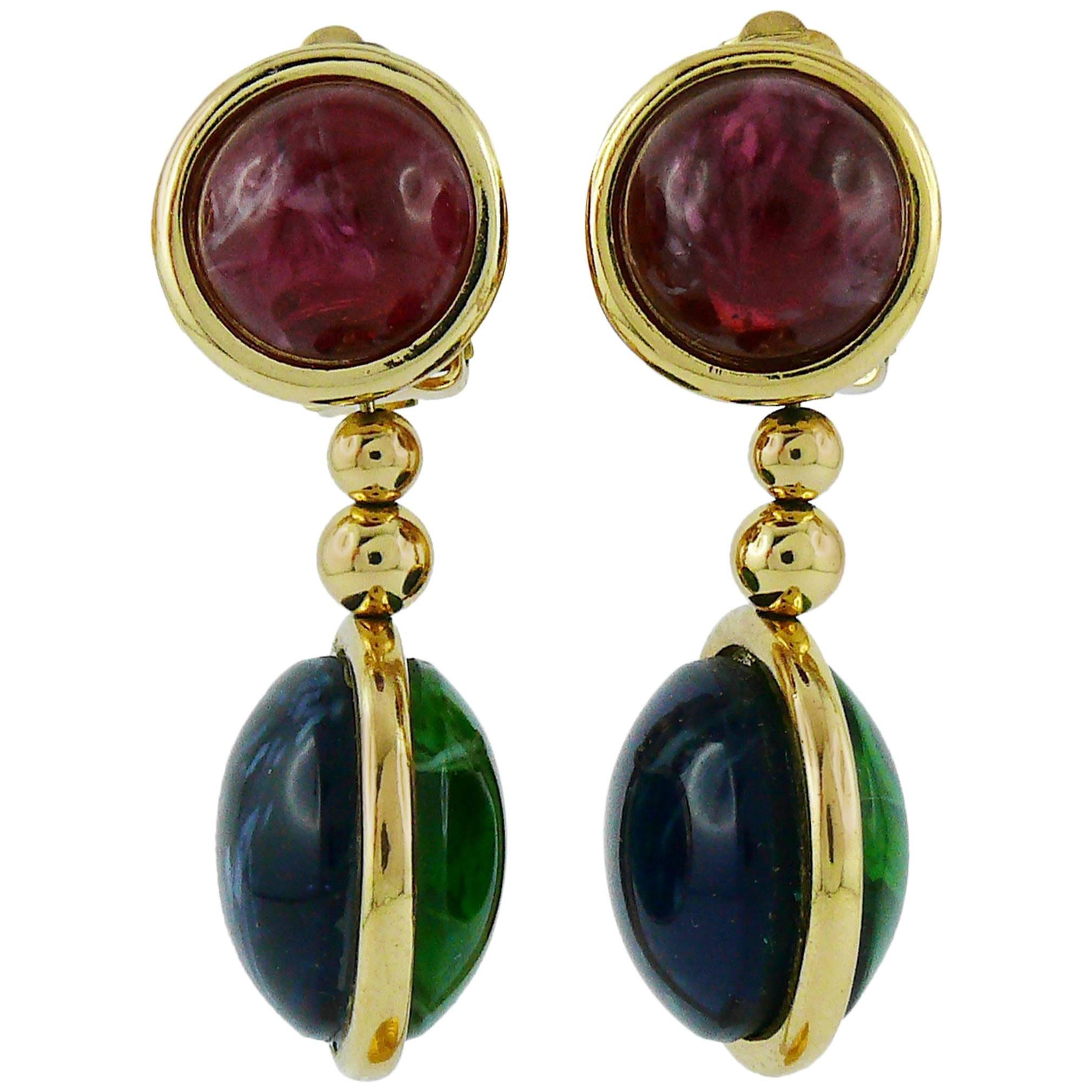 Christian Dior Vintage Gripoix Dangling Earrings