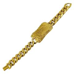 Christian Lacroix Vintage Rare Gold Tone ID Tag Curb Bracelet 1