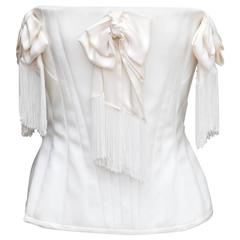 2004 John Galliano White Satin Corset with Bows