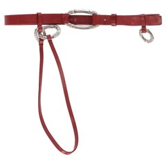 2000s Gianfranco Ferré red leather belt with silver metal carabiners
