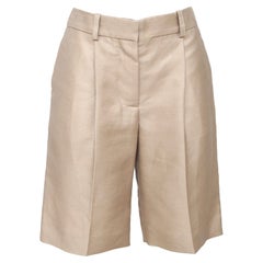 CHLOE Knee-Length Shorts Walking Beige Straight Leg Linen Cotton Sz 36 2008