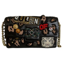 Dolce & Gabbana Millenials Black Leather With Patch Shoulder Bag