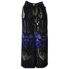 Very Rare Atelier Versace Hand Painted Silk Palazzo Pants