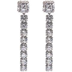 Strikingly Modern Faux Asscher Cut and Round Diamond Sterling Earrings 7