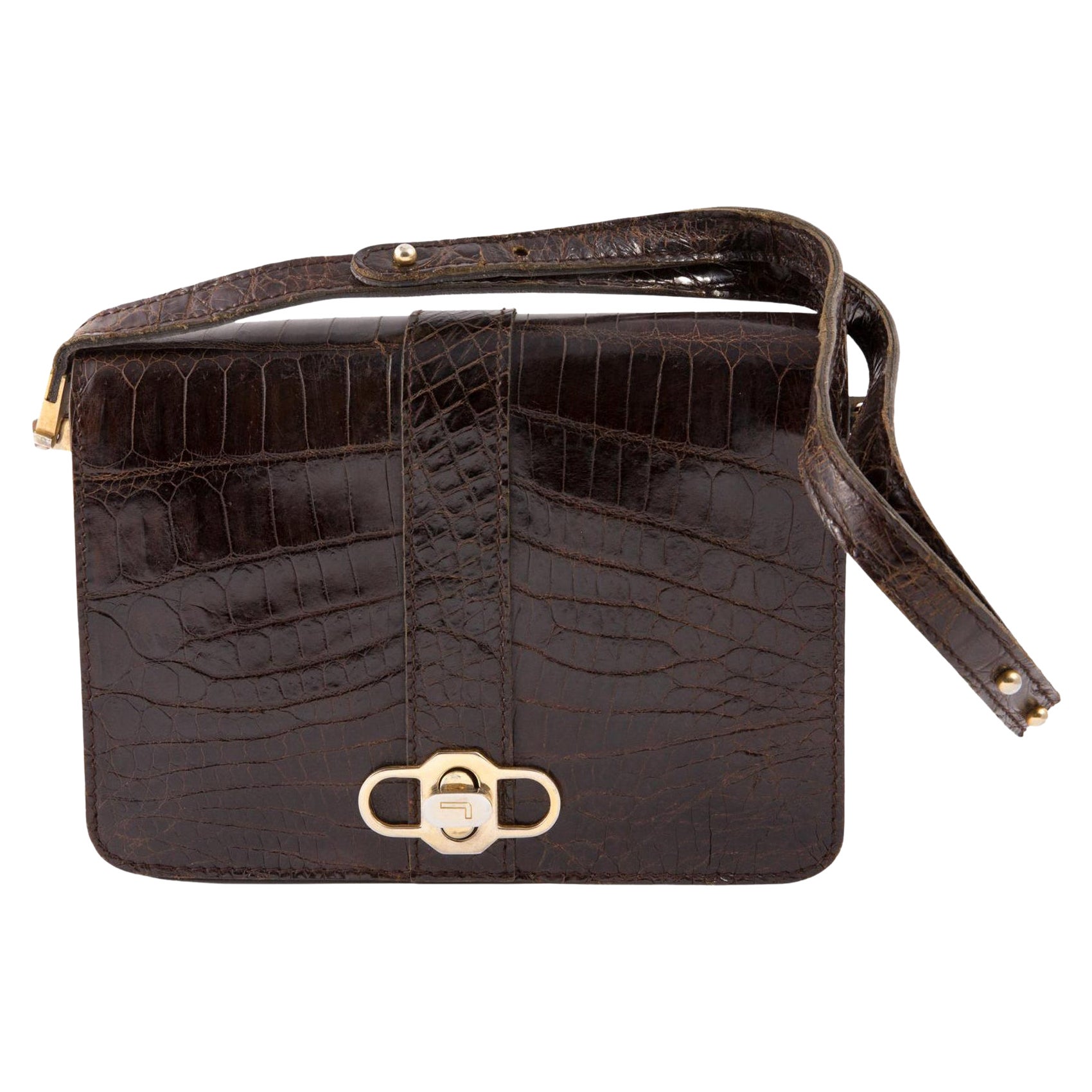 1970s Brown Leather Hand Bag