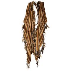 Late 70s Woven Poncho with Feathers