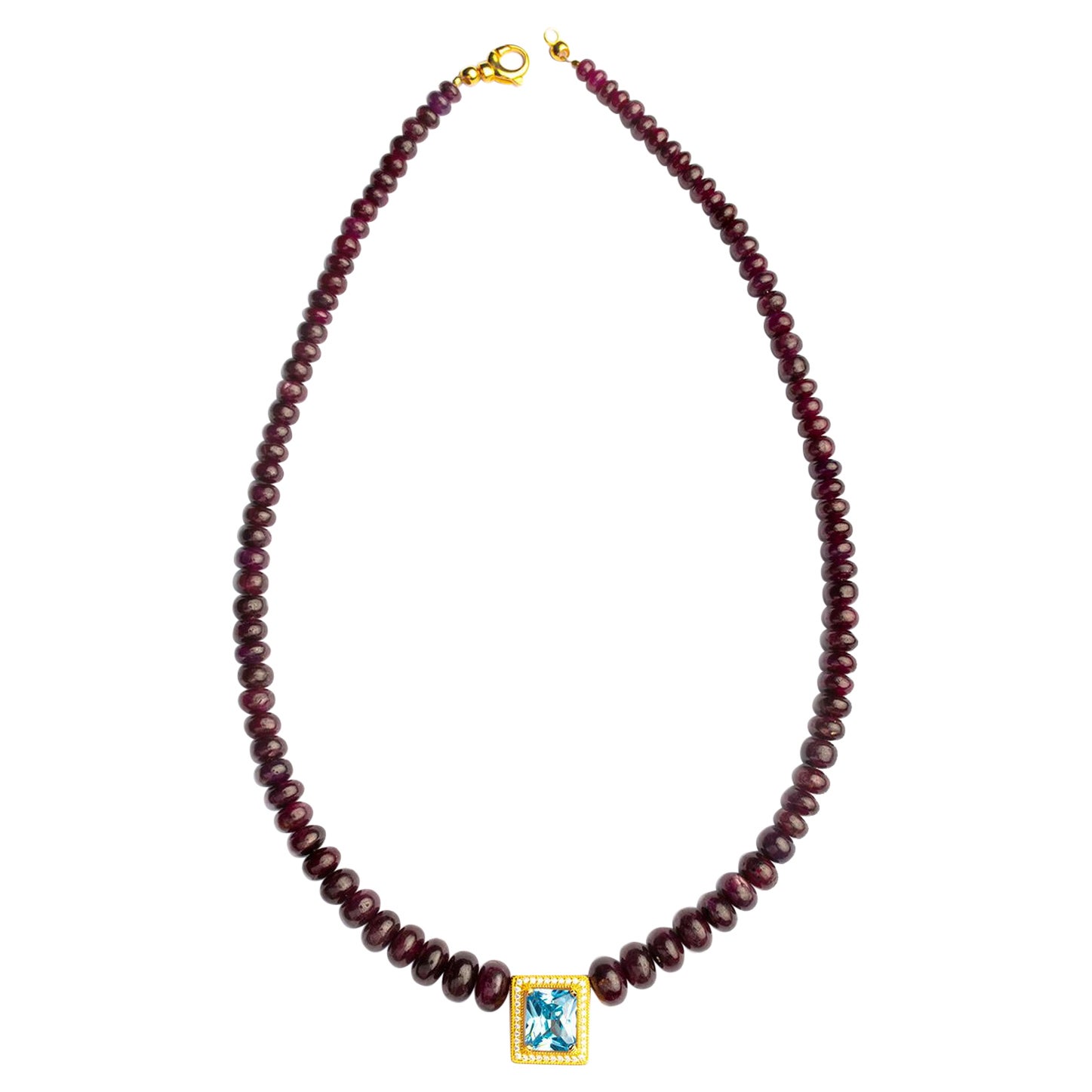 Ruby Rondelle Cut Gemstone Necklace For Sale