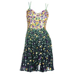 Naeem Khan Riazee Boutique Vintage Beaded Sequin Floral Mini Evening Dress