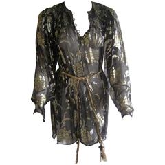 1970s Oscar de la Renta Silk Tunic Peasant Dress NWT