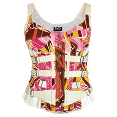 Vintage Dolce & Gabbana pink abstract bondage corset