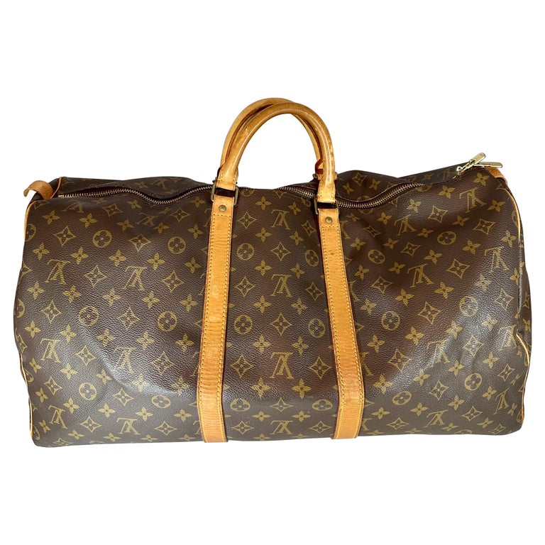LOUIS VUITTON Brown Monogram Canvas Keepall Luggage Bag 55 For