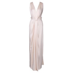 c. 1973 Yves Saint Laurent Haute Couture Off-White Sleeveless Drape Gown