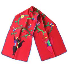 Niki de Saint Phalle Neuer roter Nana-Seidenschal mit Blumenmuster und Blumenmuster