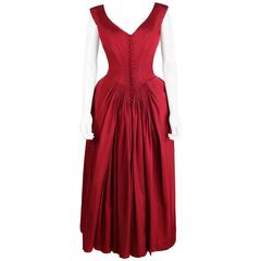 Vtg c.1949 NETTIE ROSENSTEIN Burgunderrotes Abendkleid NOS Museumsstück Größe S