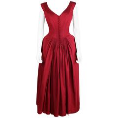 Antique Vtg c.1949 NETTIE ROSENSTEIN Burgundy Red Evening Dress NOS Museum Piece Size S