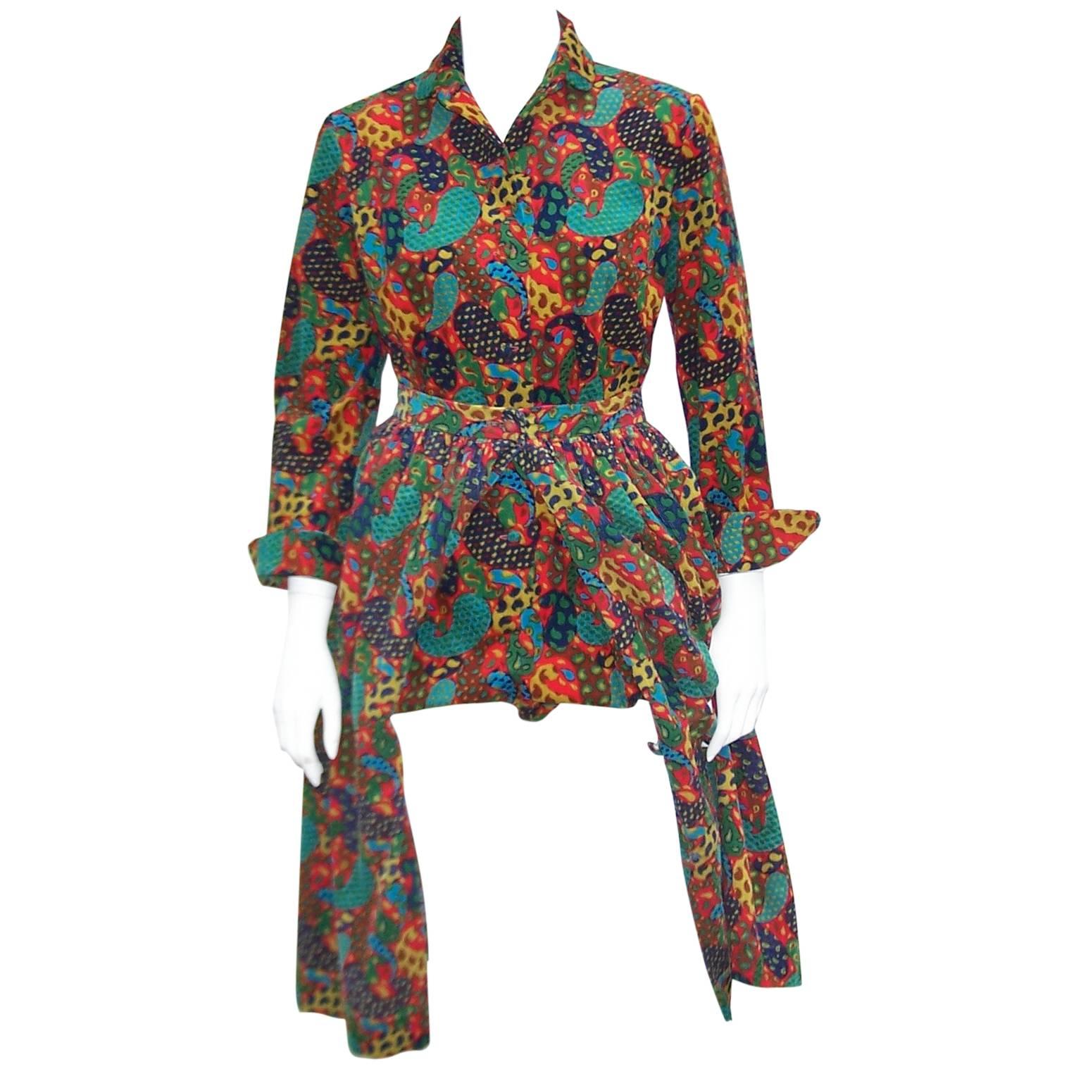 Playful C.1970 Anne Fogarty Corduroy Romper With Bloomer Bottoms & Skirt