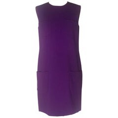 Gianni Versace Couture Mod Purple Sleeveless Patch Pocket Shift Dress, 1990s 