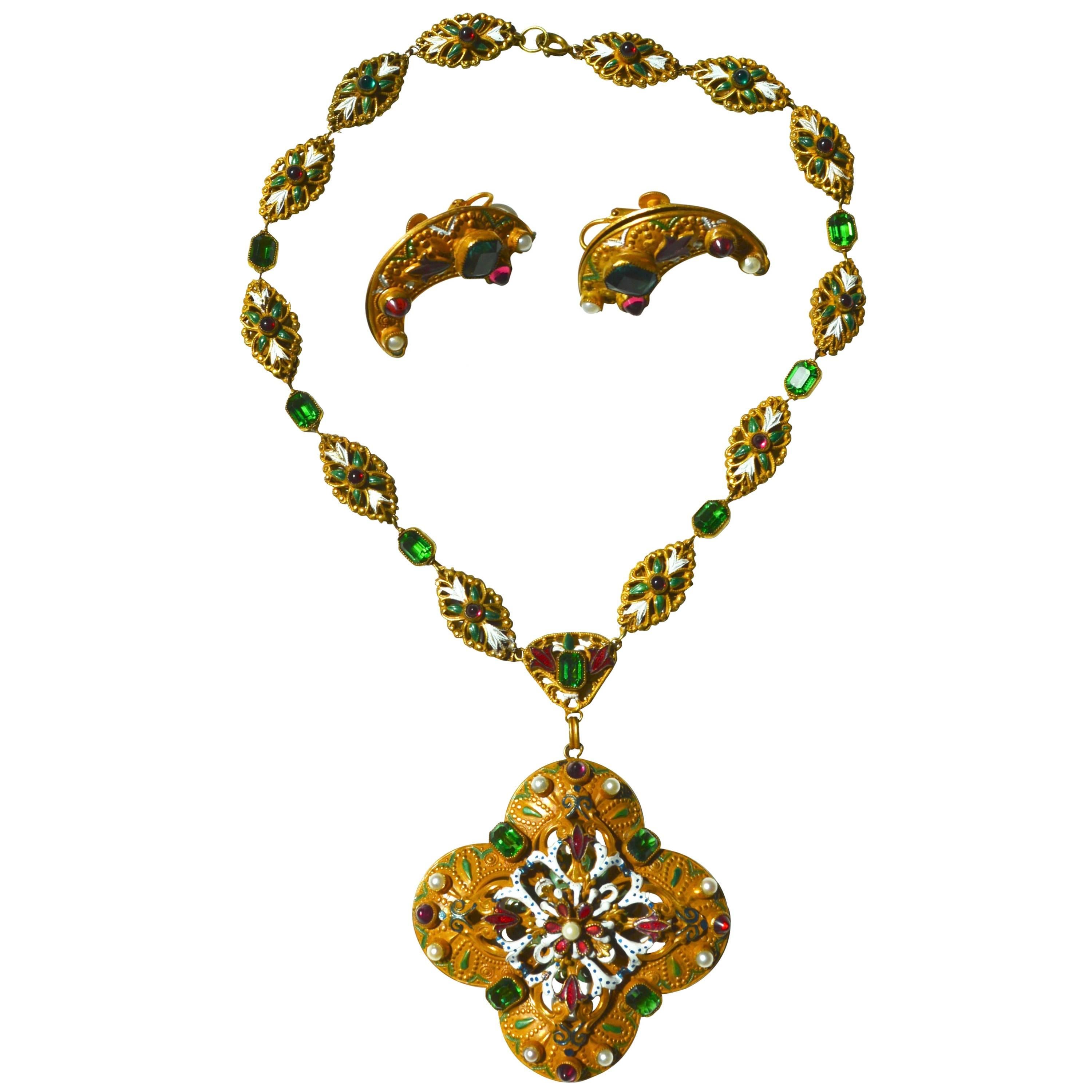 Hobe Large Austro-Hungarian Style Necklace and Earrings
