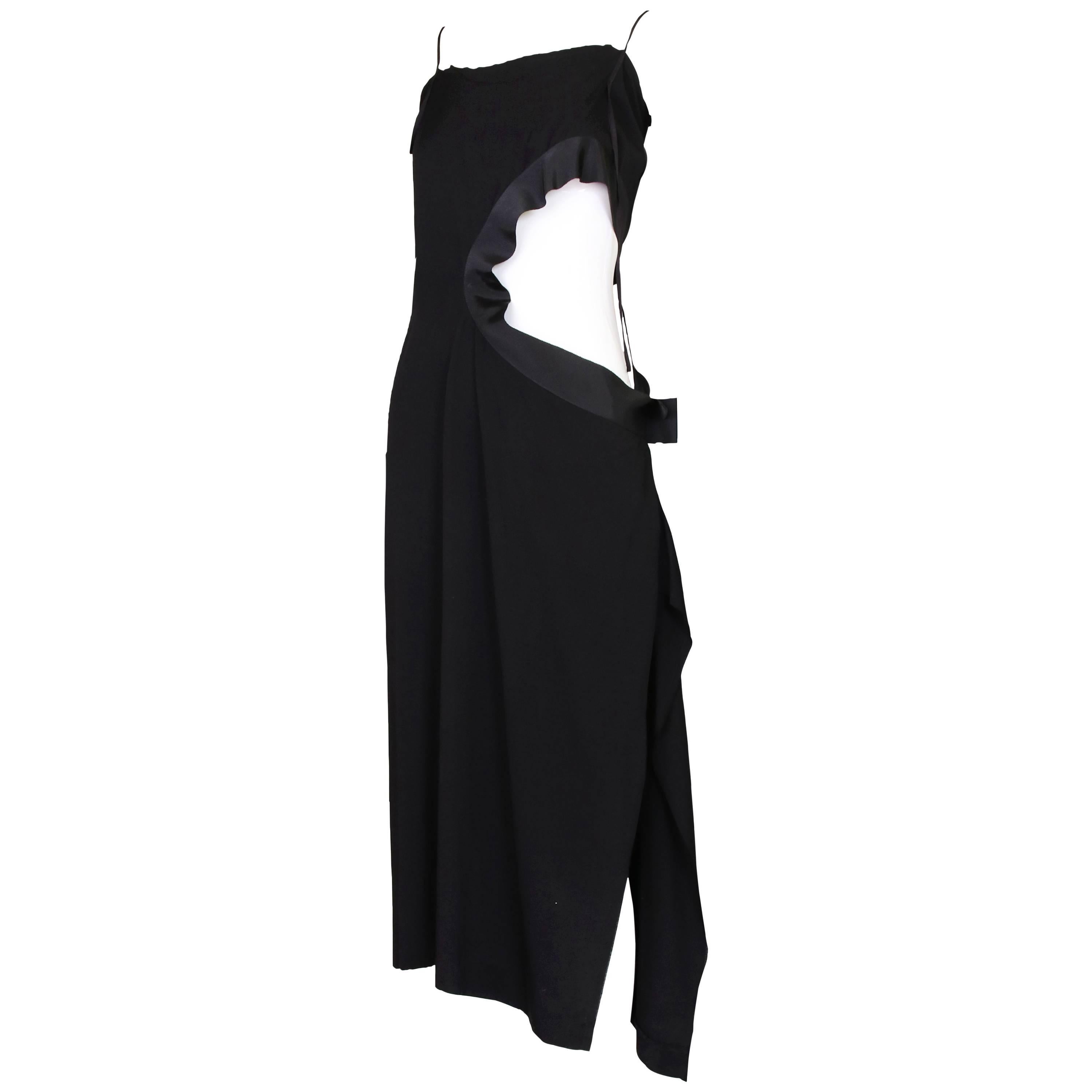 Vintage Yohji Yamamoto Black Dress w/Mid-Section Cutout Ca. 1990