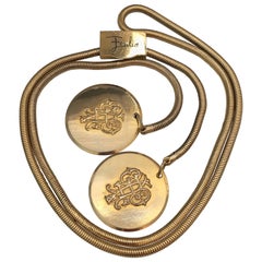 1960s Emilio Pucci Loged Goldtone Snake Chain Belt